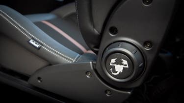 Abarth 595 review front seats detail