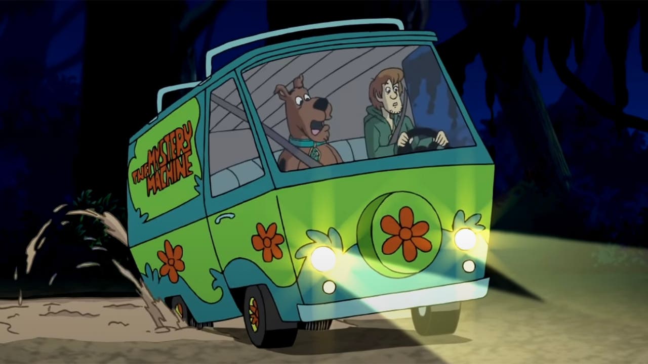 Shaggy and Scooby-Doo drive the Mystery Machine