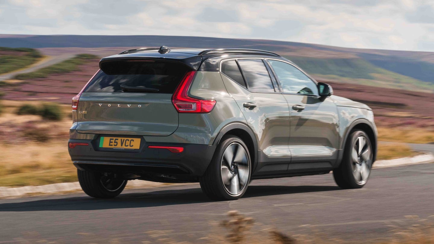 Volvo EX40 driving rear view