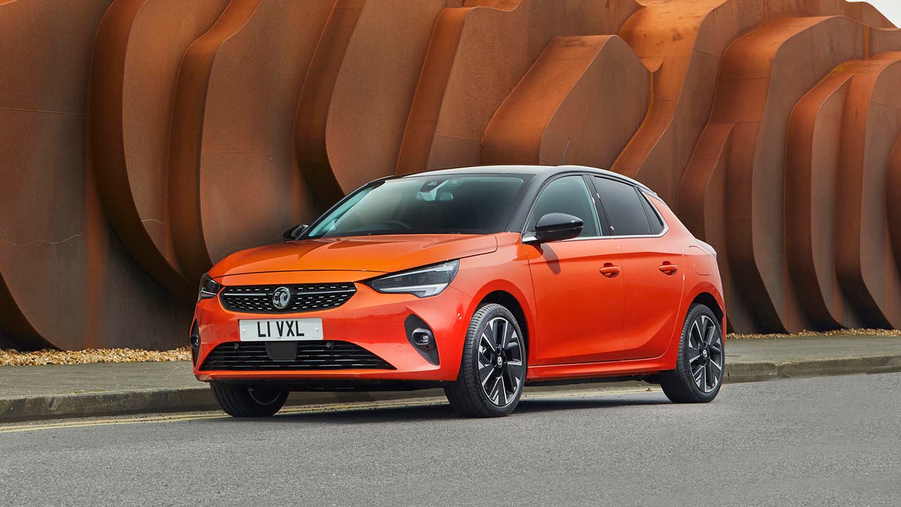 Vauxhall Corsa in orange, static shot