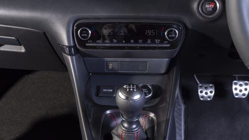 Toyota GR Yaris review gear shifter and climate controls