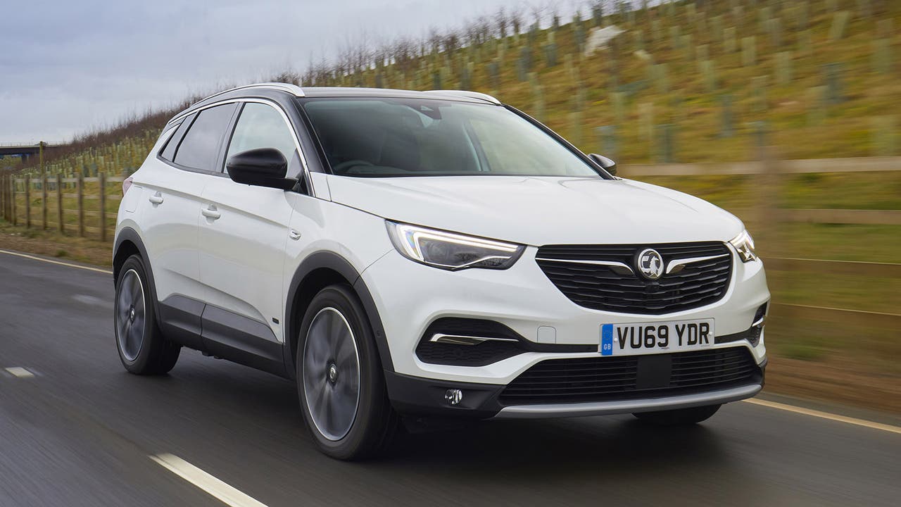 Vauxhall Grandland X in white, driving shot