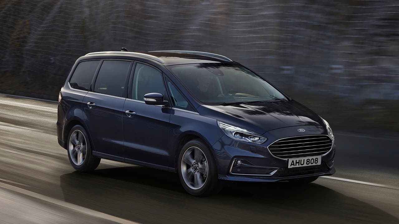 Ford Galaxy in navy blue, driving shot