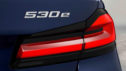 BMW 5 Series tail-light and 530e badge