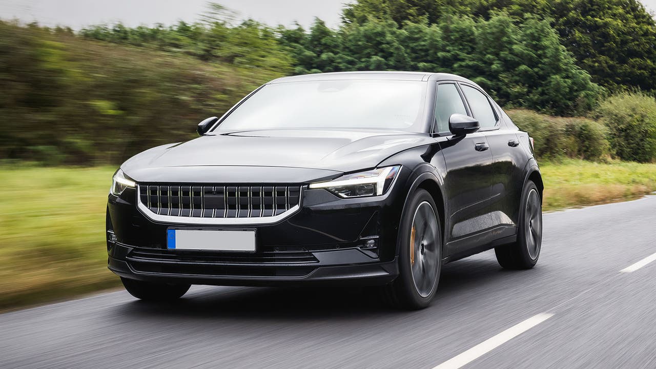 Polestar 2 in black, driving shot