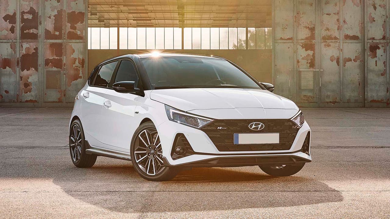 Hyundai i20 in white, static shot