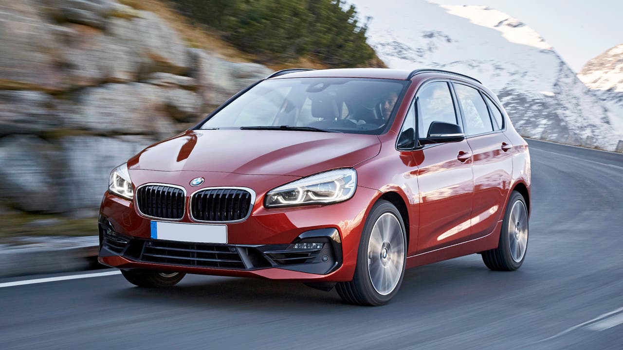 BMW 2 Series Active Tourer in dark orange, driving shot