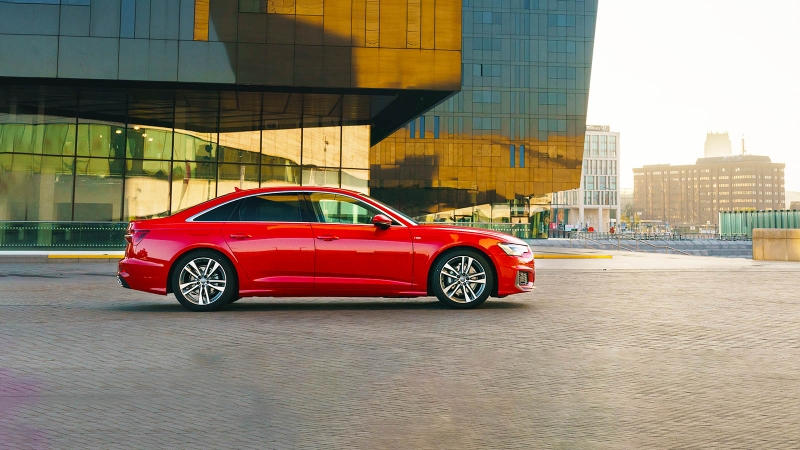 Audi A6 in red side-on