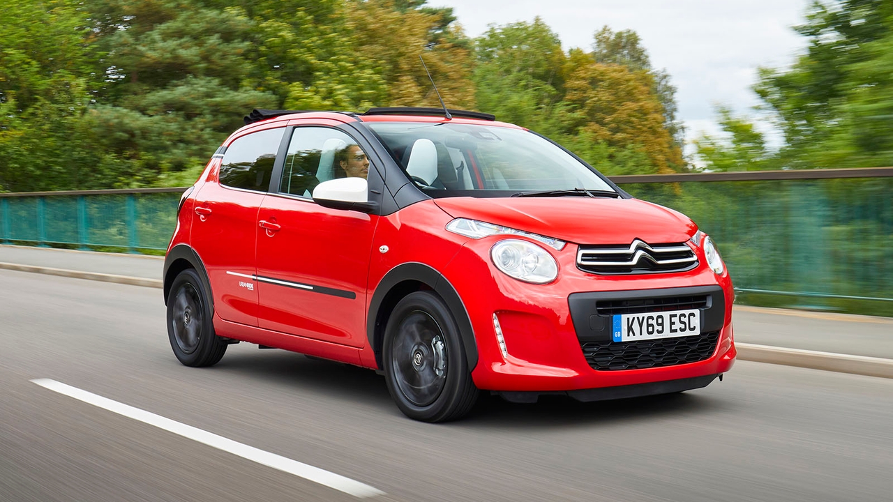 Citroen C1 in red, driving shot