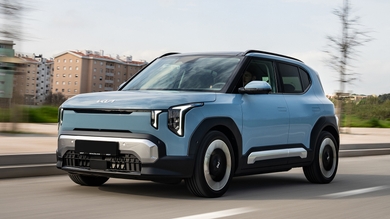 Kia EV2 driving, front view