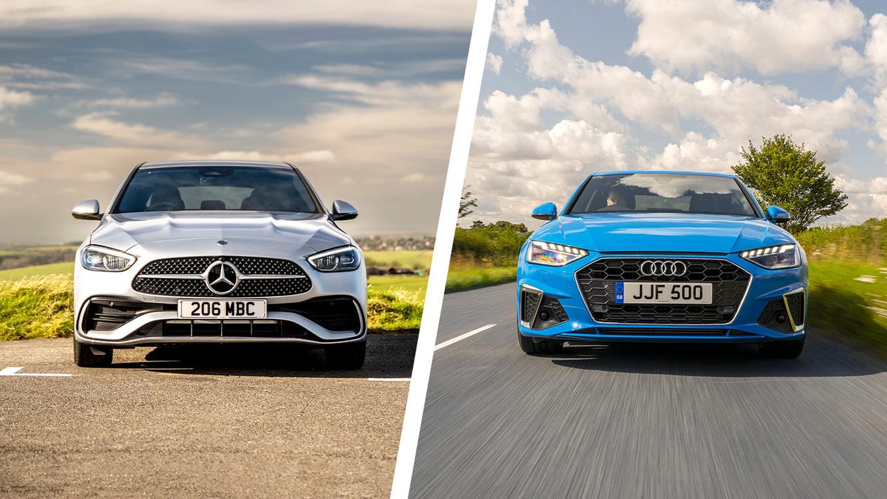 Mercedes C-Class vs Audi A4 front