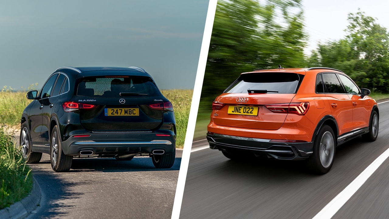 Mercedes GLA vs Audi Q3 rear three quarter