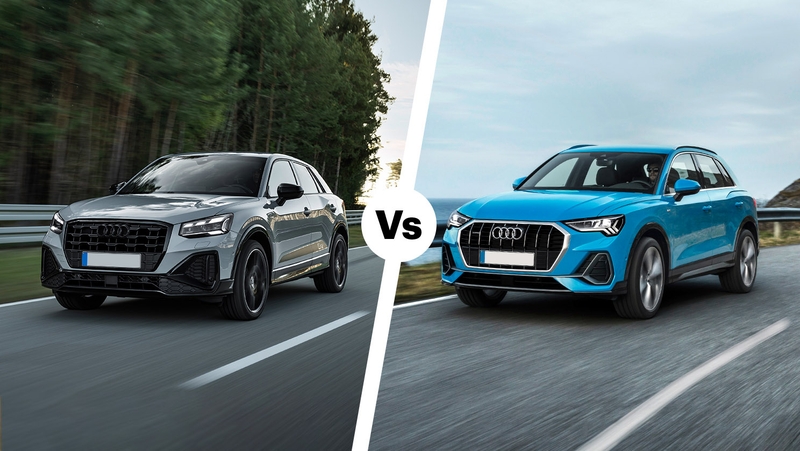 Audi Q2 vs Audi Q3 front three quarters