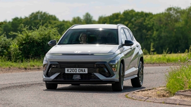 Hyundai Kona driving front view
