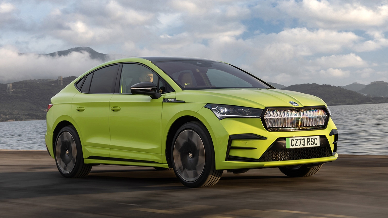 Skoda Enyaq Coupe in highlighter yellow