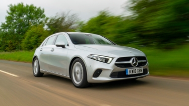 Mercedes A-Class in silver front three quarter driving