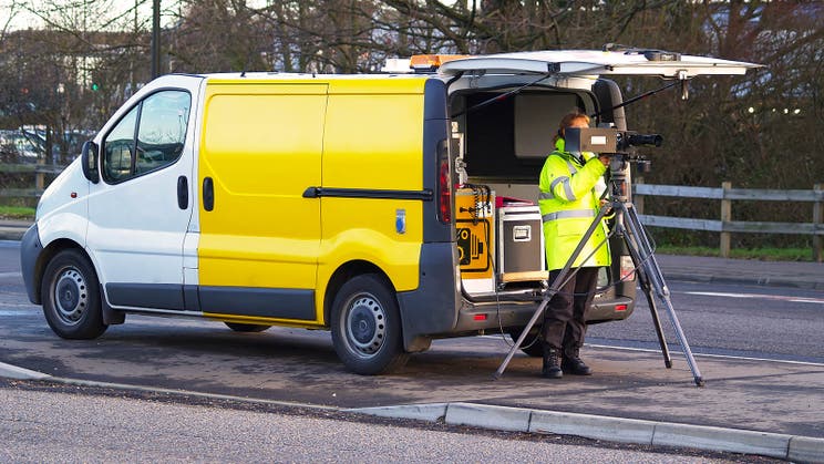 Is it legal for police to use unmarked speed vans?