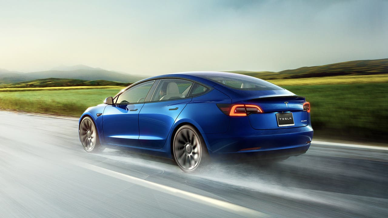 Tesla Model 3 in blue