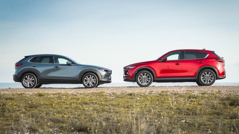 Mazda CX-30 and CX-5 nose-to-nose