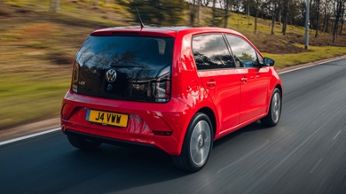 Volkswagen Up driving rear view
