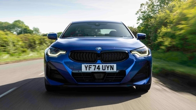 BMW 2 Series coupe driving front view