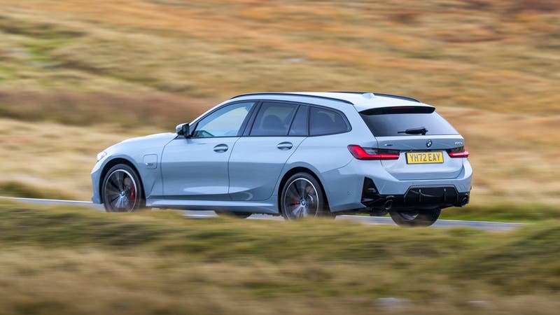 BMW 330e estate driving