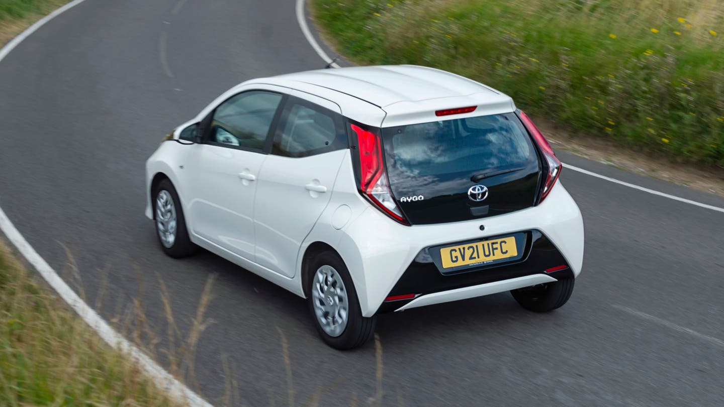 Toyota Aygo driving rear view