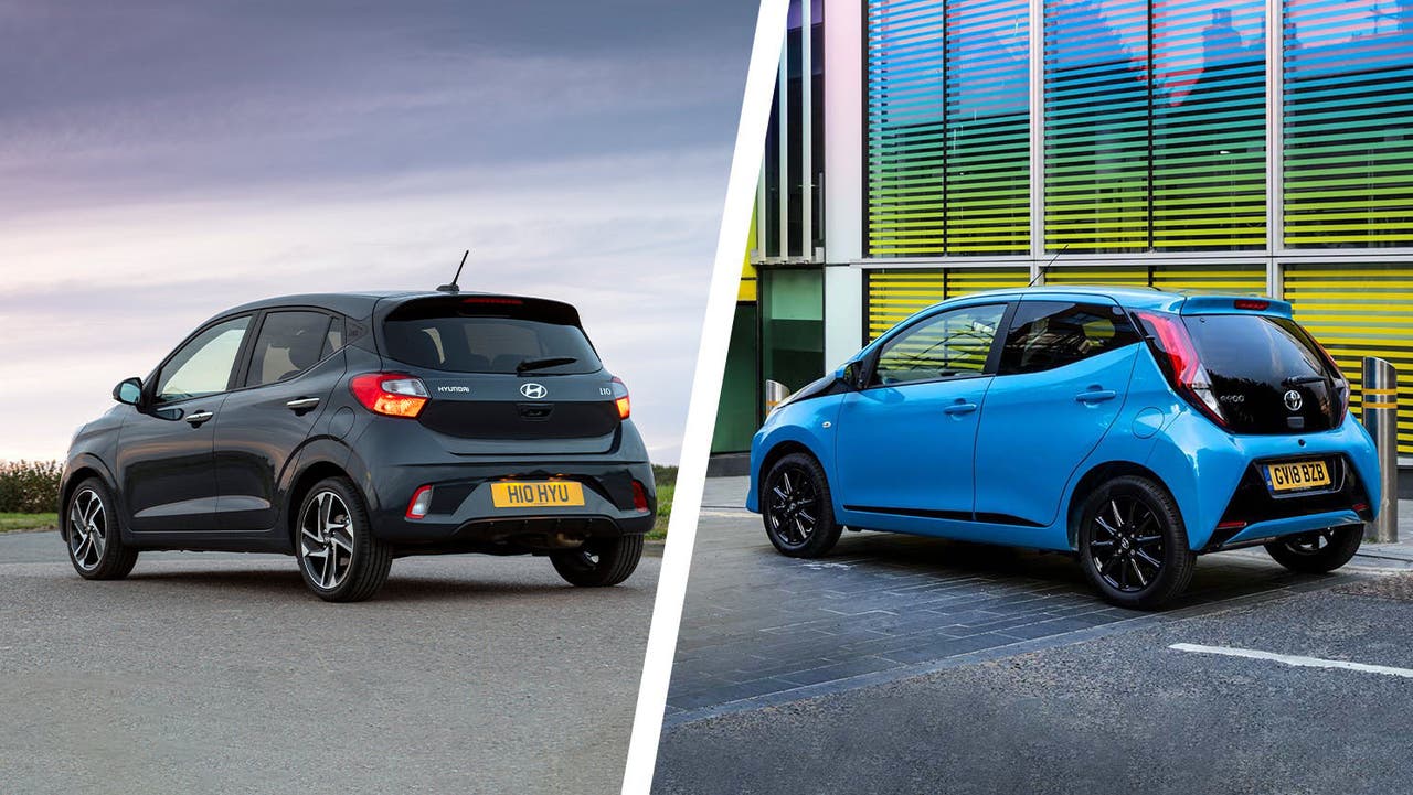 Hyundai i10 vs Toyota Aygo rear three quarter