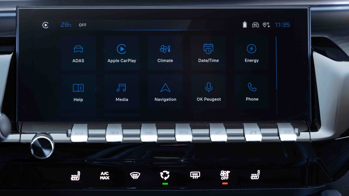 Peugeot 508 menu screen