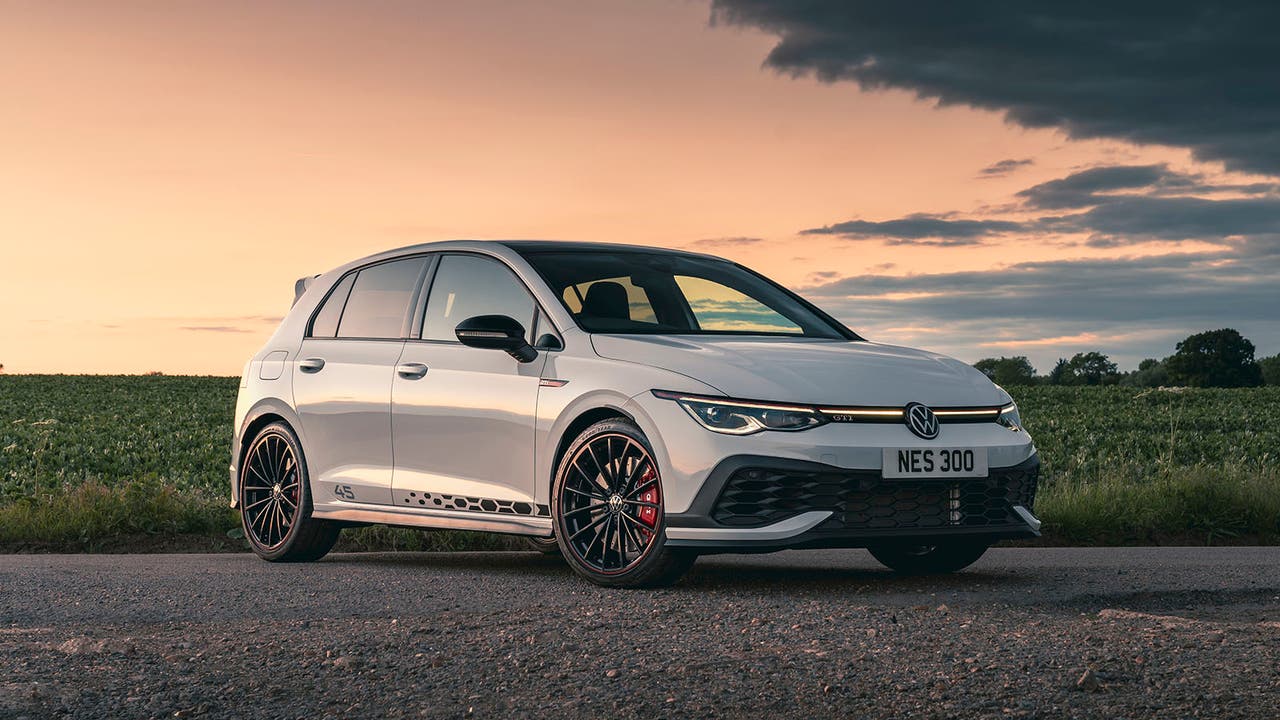 Volkswagen Golf GTI in white, static shot