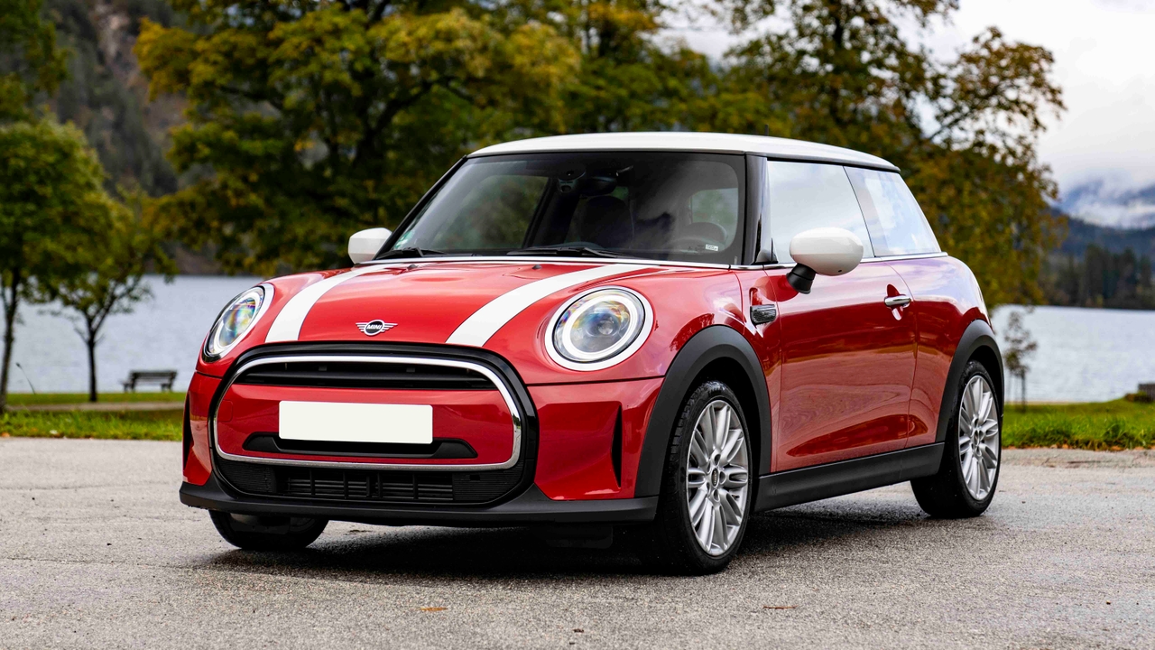 Red and white Mini Cooper