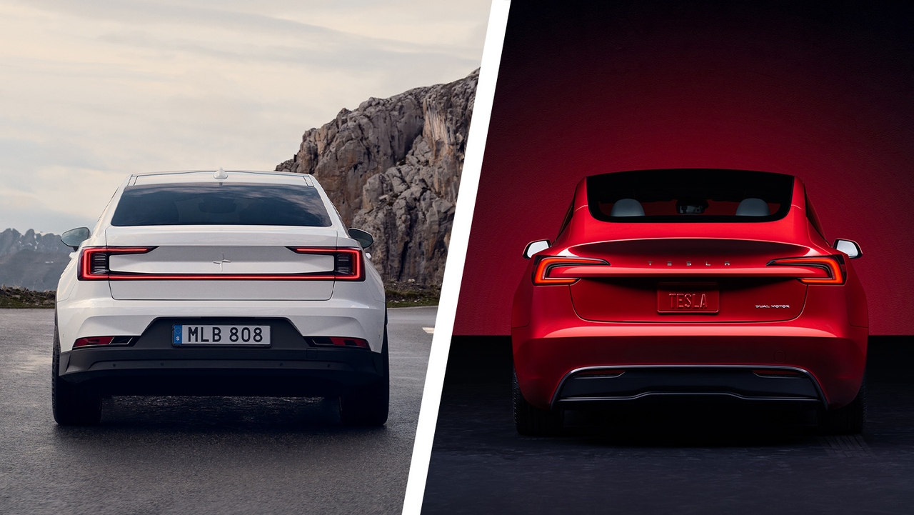 Polestar 2 vs Tesla Model 3 rear