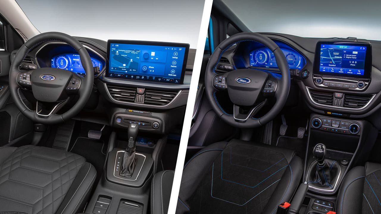 Ford Focus (left) vs Ford Fiesta (right) dashboard shot