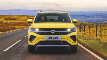 Volkswagen T-Cross driving - front end view