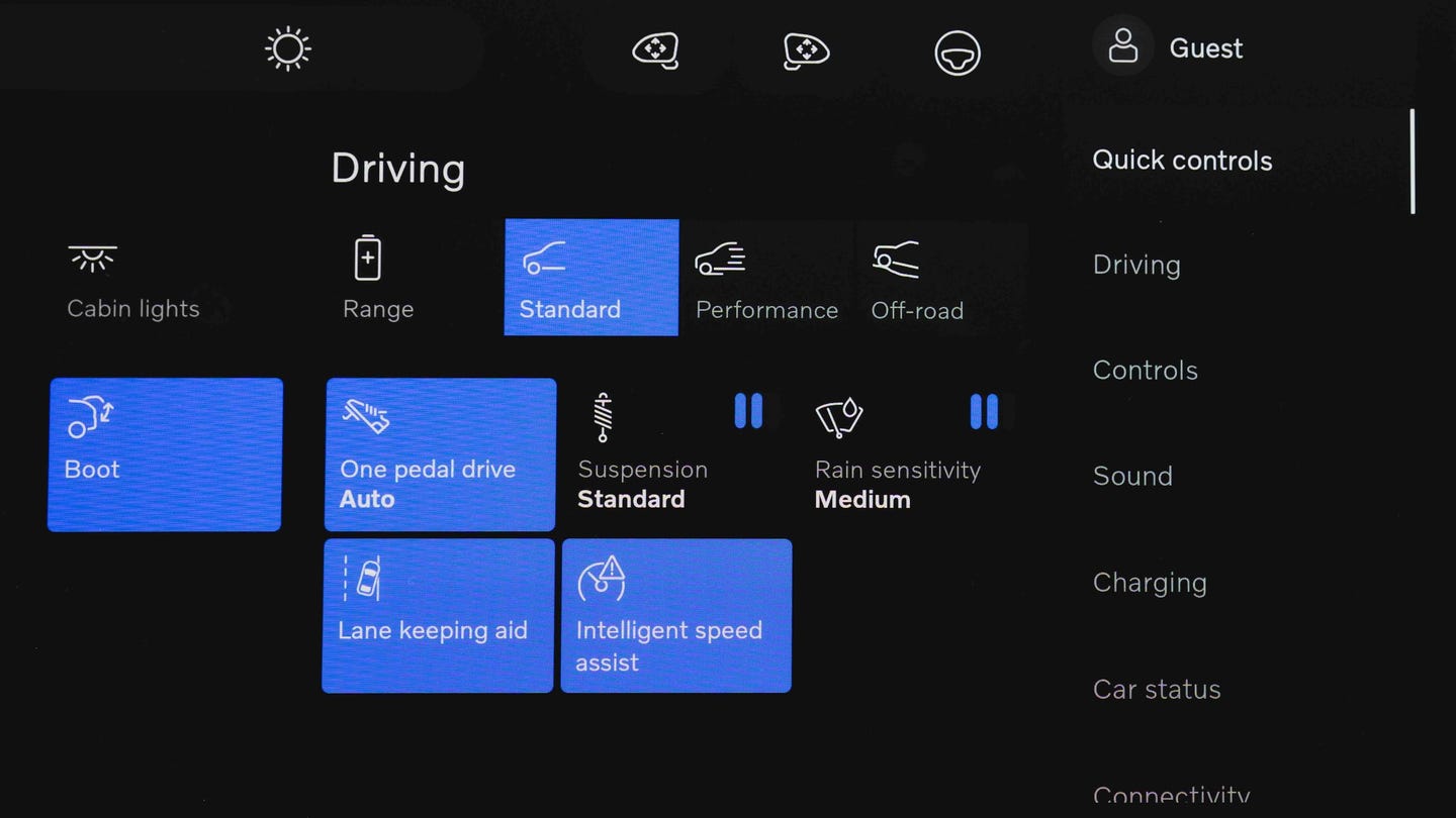 Volvo EX60 quick controls menu
