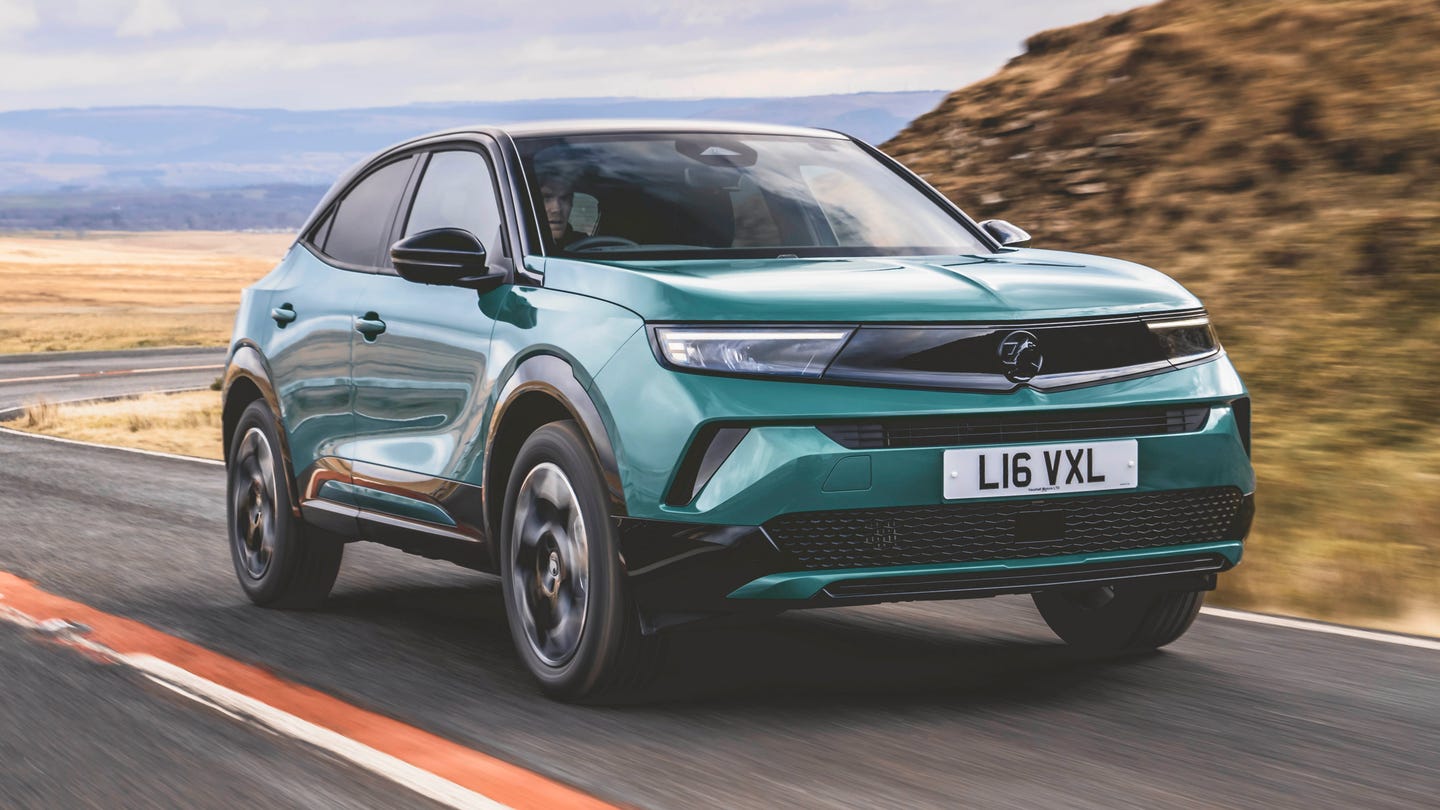 Vauxhall Mokka EV driving, green