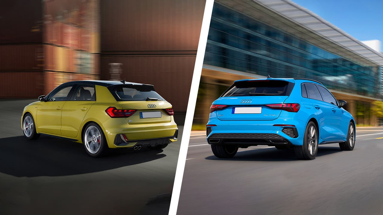 Audi A1 vs Audi A3 rear three-quarter shot