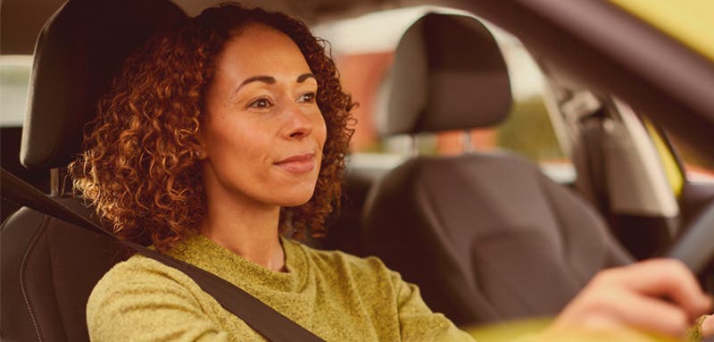 Woman driving car