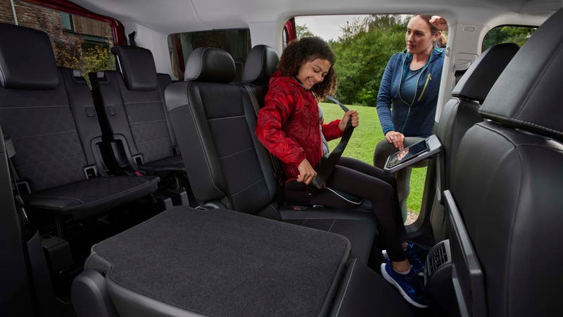 Family in seven-seater car