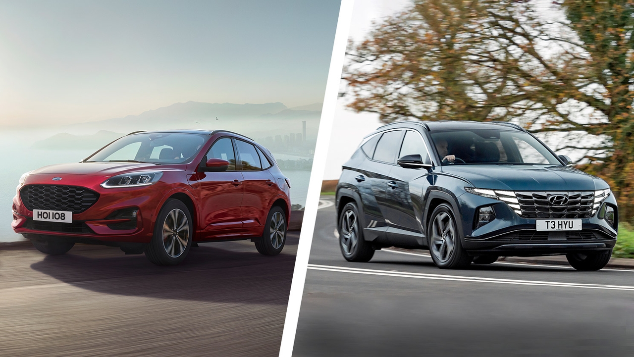 Ford Kuga vs Hyundai Tucson front three quarter 2