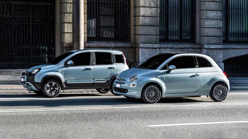 Fiat Panda and 500 in blue