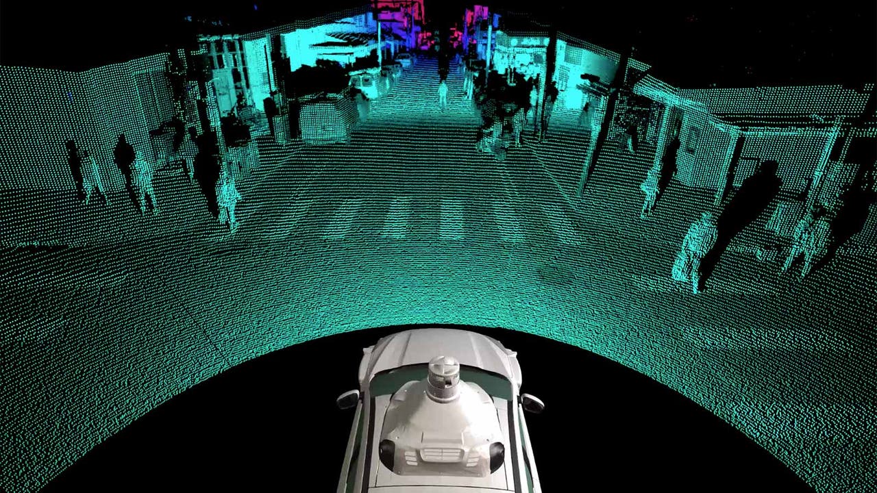 Visualisation of what the LiDAR sensor on a VW ID.Buzz sees