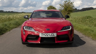 Toyota GR Supra driving front view