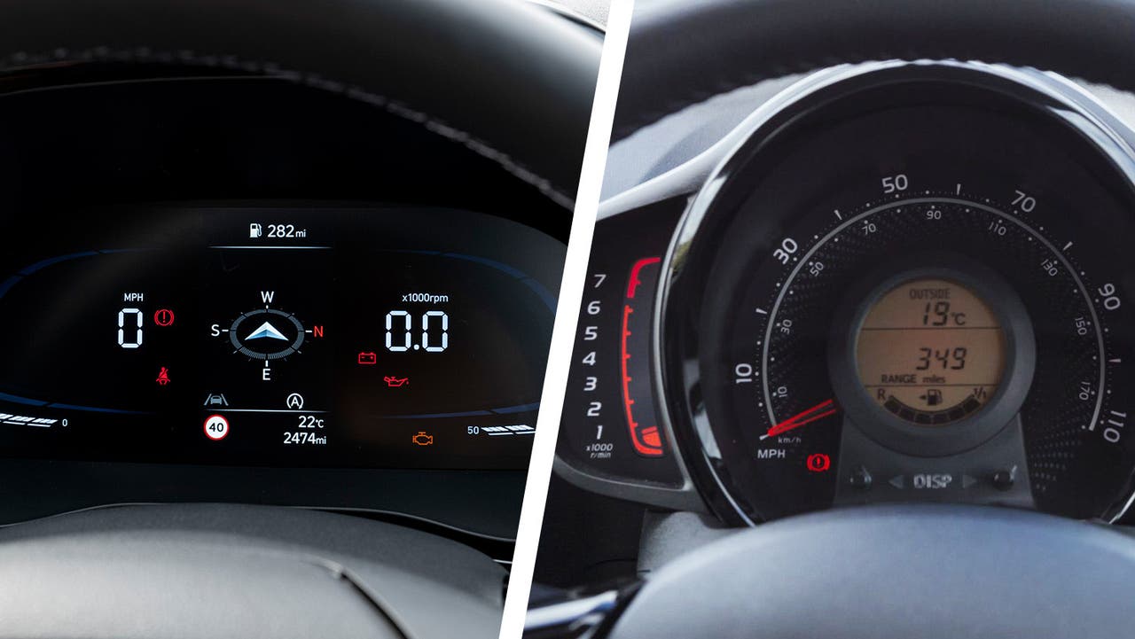 Hyundai i10 vs Toyota Aygo driver's dials