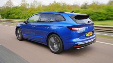 Skoda Enyaq driving rear view