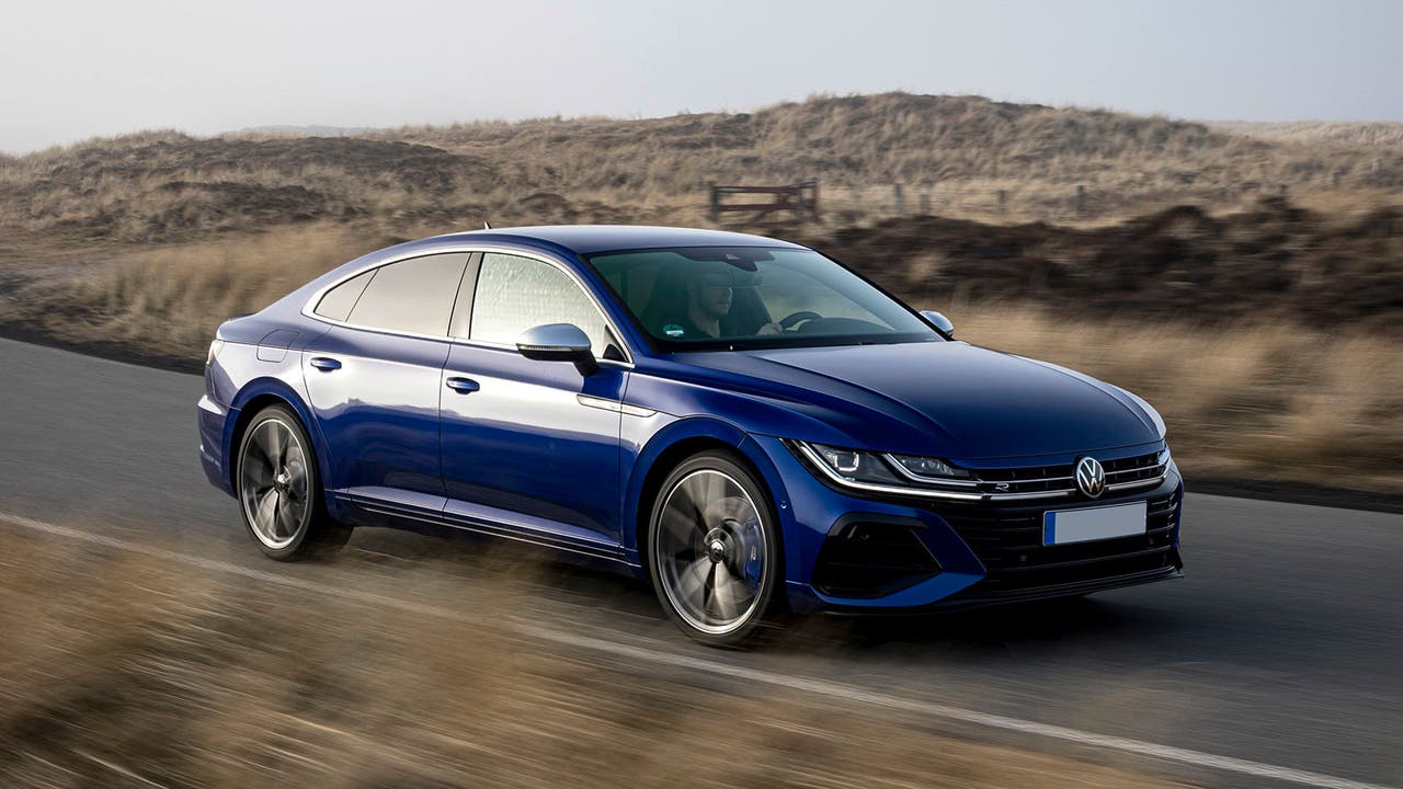 Volkswagen Arteon in blue, driving shot