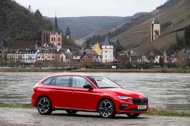 Skoda Scala facelift static shot by a river