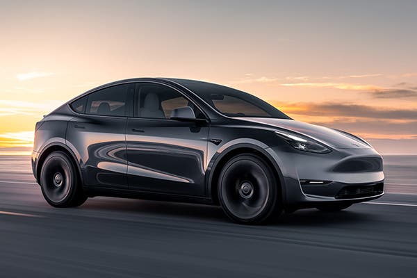 Tesla Model Y (2020-2025) in grey, front three quarter