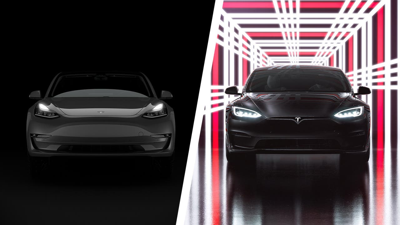 Tesla Model 3 vs Tesla Model S front shot