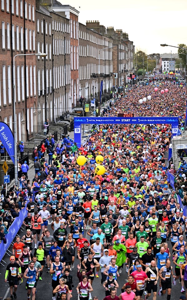 Runners running on streets of Dublin 